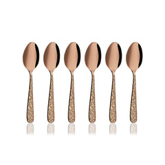 Stainless Steel Monika With Rose Gold PVD Coating & Laser Baby Spoon Set Of 6 Pieces | Easy To Clean & Dishwasher Safe