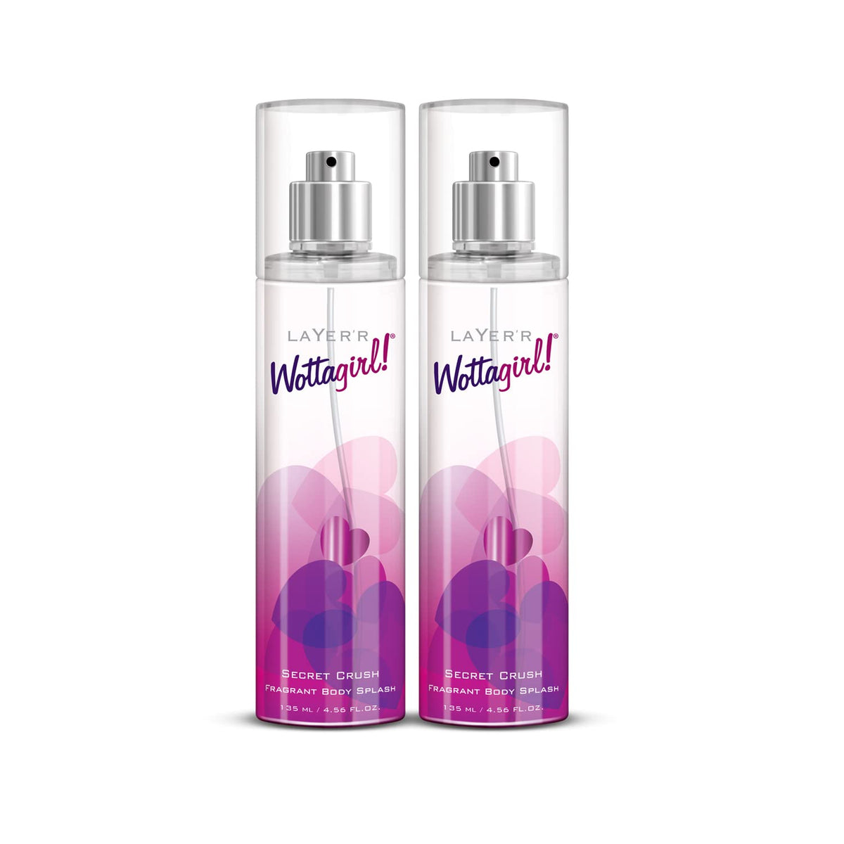 Layer'r Wottagirl Secret Crush Fragrant Body Splash For Women | Long Lasting Fragrance 135ml Each 4.56 Fl.oz. Combo Of 2