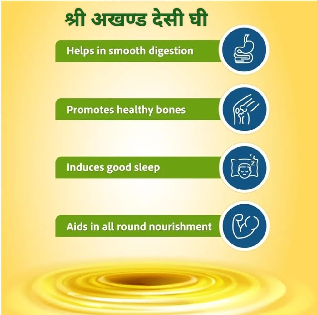 100% Pure Desi Ghee By Shri Akhand | Rich In Vitamins A, D, E & K Healthy Desi Ghee Good For Taste | (1 Litre) 33.8 Ounce | Box Pack