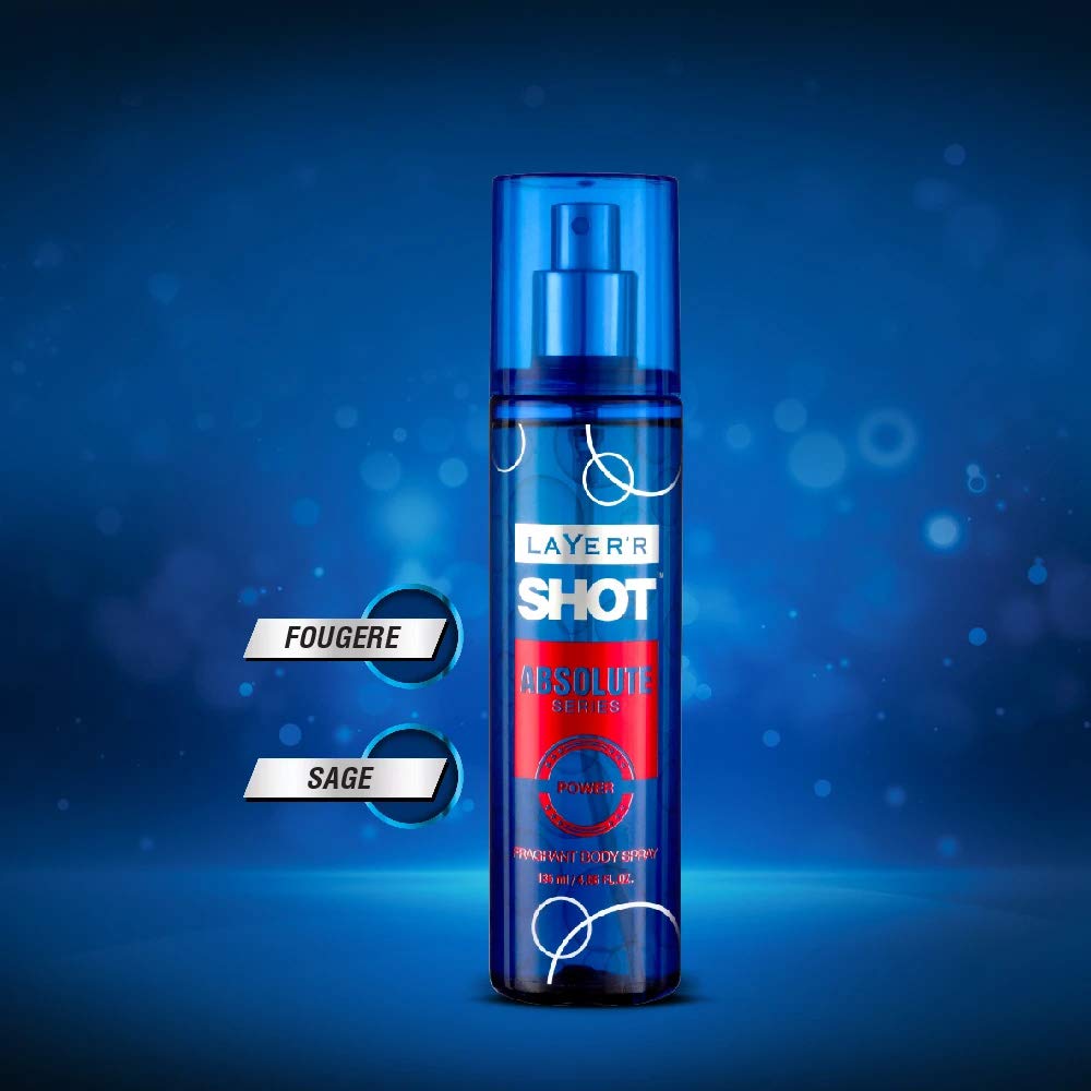 Layer'r Shot Absolute Series Power Fragrant Body Spray 135ml 4.56 Fl.oz. | Perfect Gift For Boyfriend