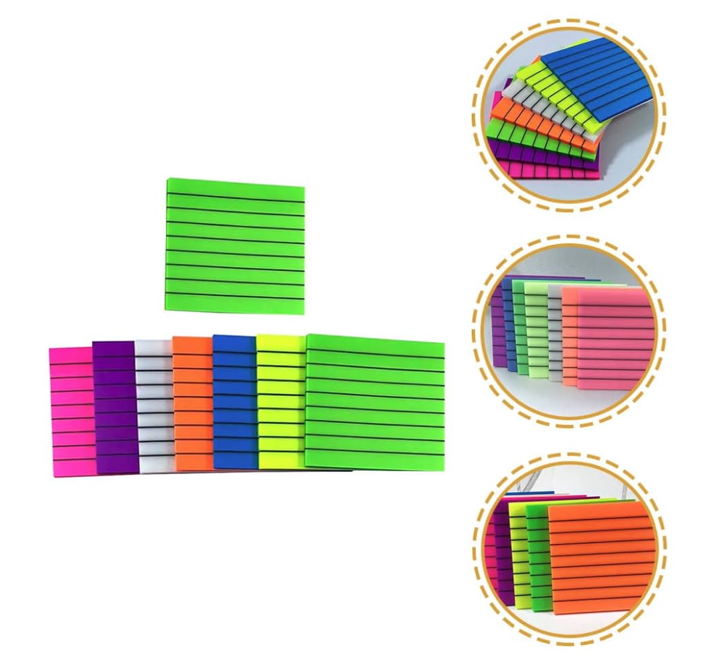 Transparent Memo Sticky Notes, 50 Sheets Sticky Pet Note, Line Designed, Purple - Pack Of 3