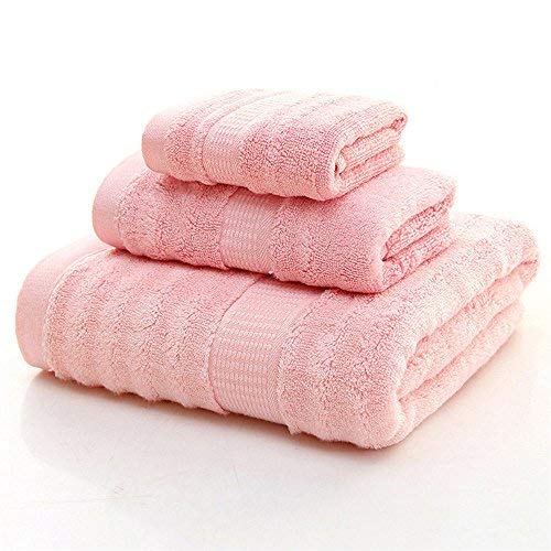 Mush Bamboo Bath Towel 550gsm | 1 Bath Towel, 1 Face Towel & 1 Hand Towel Micro Fibre Bath Towel Set Large Size (Set Of 3) - Pink