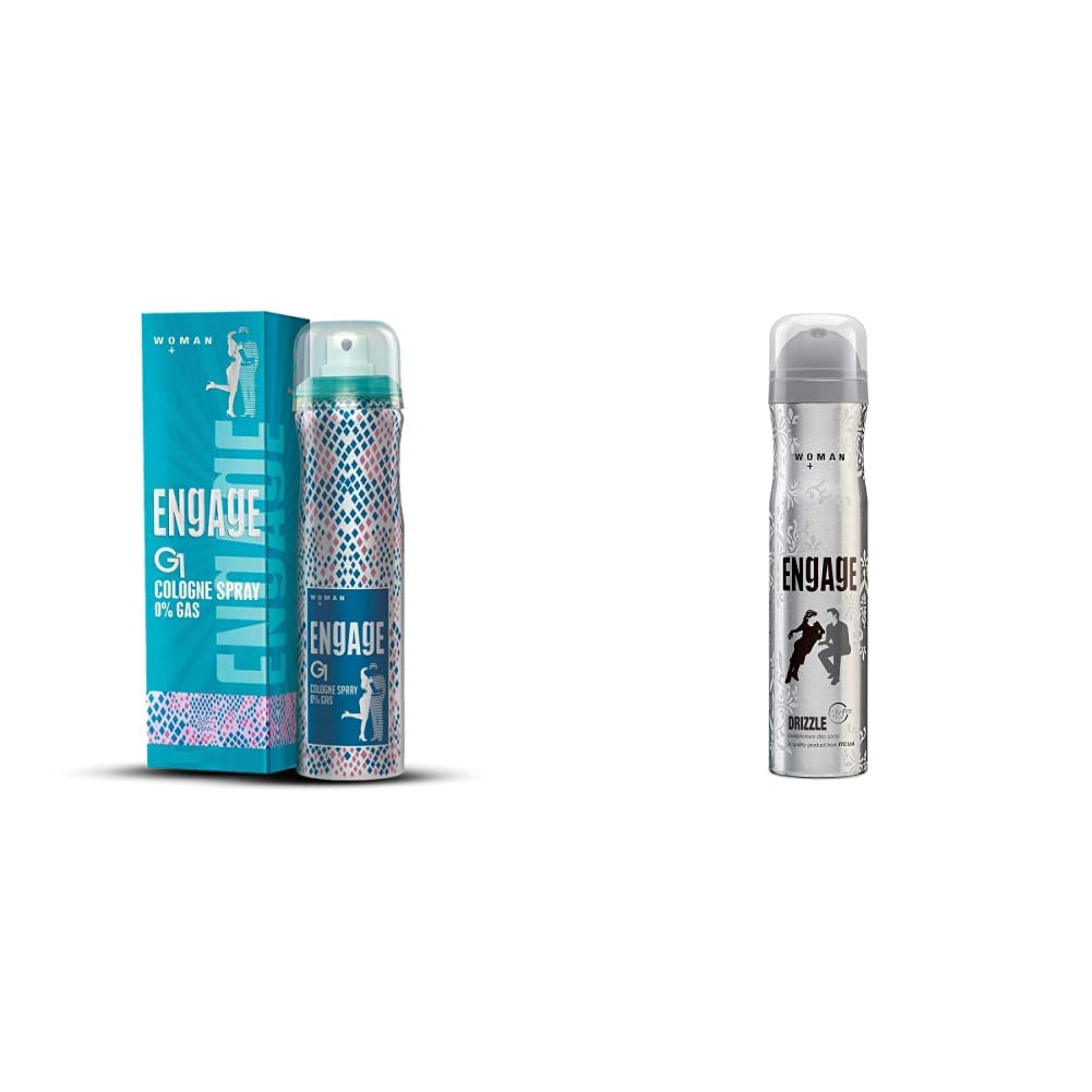 Engage G1 Cologne Spray For Women 135ml 4.5 Fl.oz. & Drizzle Deodorant Spray For Women 150ml 5 Fl.oz.