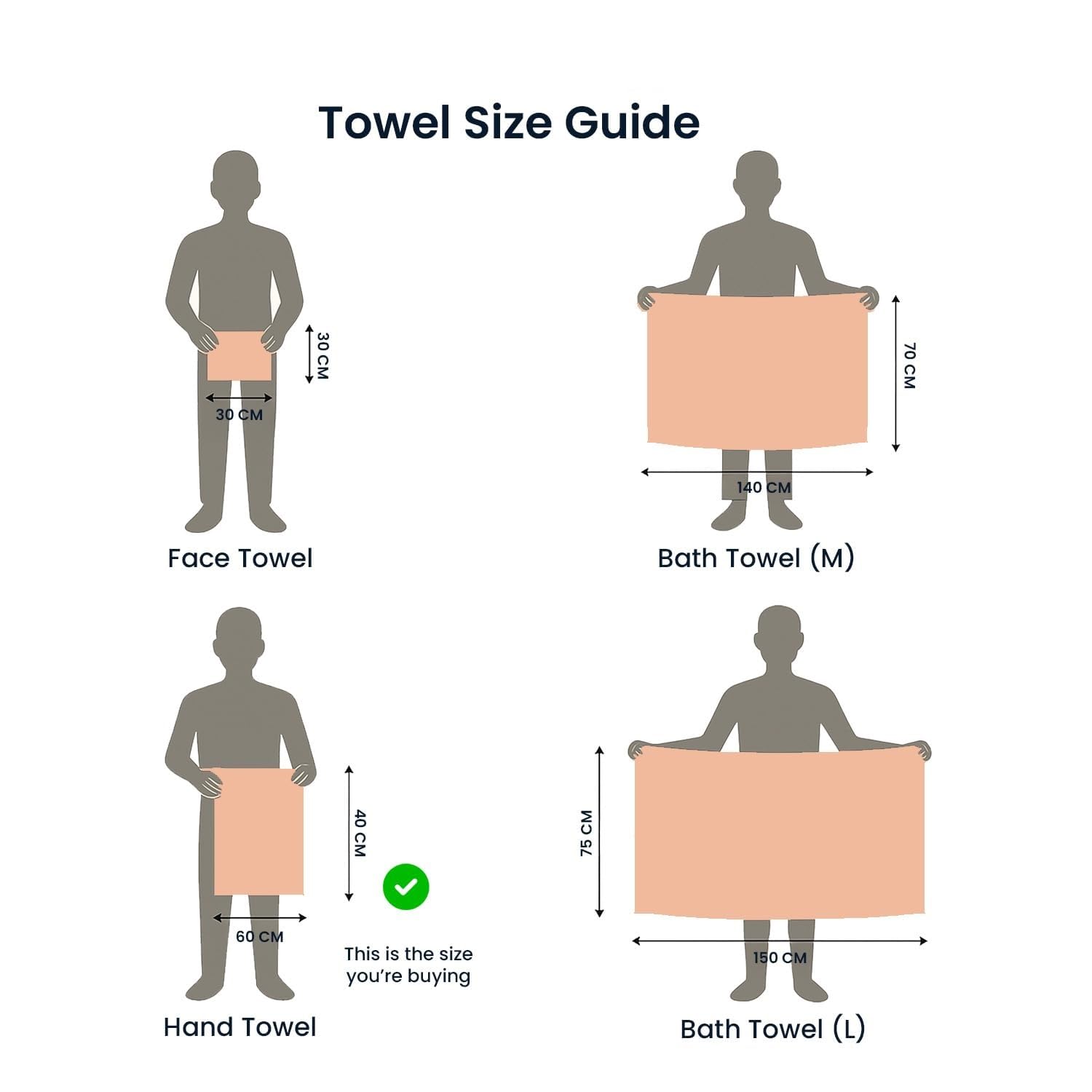 Premium 100% Combed Cotton Hand Towels 400 Gsm | Ultra Soft, Quick Dry & Highly Absorbent, For Home, Gym & Travel Hand Towel (Peach) - Pack Of 2