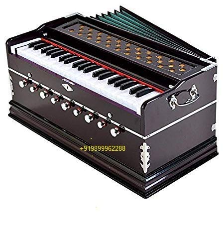 Musical Instrument Harmonium With Cover - 9 Stopper, Churidar Bellow, 42 Keys, Two Reeds (Base- Male)