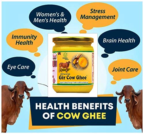 Premium Gir Desi Cow Ghee By Yugmantra Organic | Highly Nutritious Bilona Method Pure & Fresh Danedar Desi Cow Ghee | (250ml) 8.4 Ounce | Jar Pack