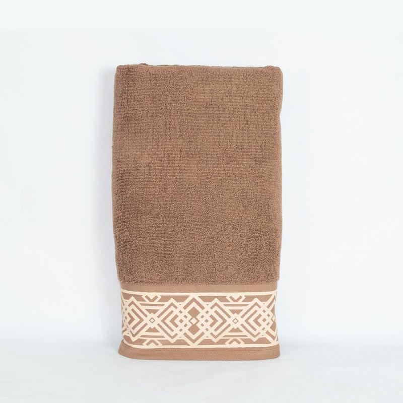 Rangoli 100% Cotton Fibre Bath Towel 600 Gsm | Highly Durable & Absorbent Towel | Skin-Friendly & Quick Drying Luxury Towels (Golden Brown) - Pack Of 1