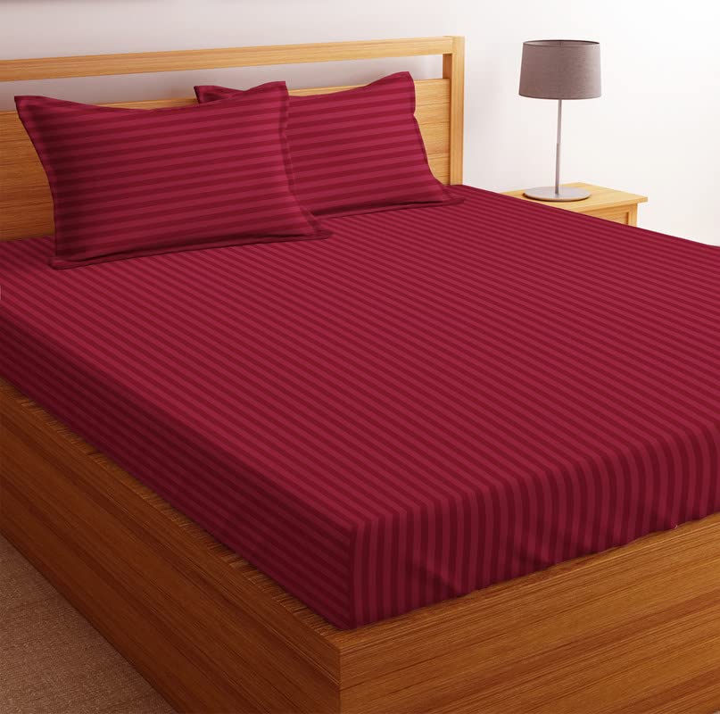 Plain Bedsheet For Double Bed King Size With 2 Pillow Covers - 90 X 100 Inches, Maroon | Perfect Gifts For Weddings, Anniversary - Durable For All Season