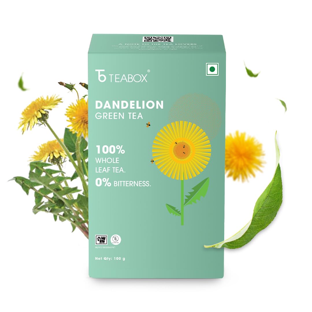 Teabox Dandelion Green Tea - 100gm, 3.5 Ounce | 100% Whole Leaf & 0% Bitterness - Green Tea From The Himalayas | Low Caffeine