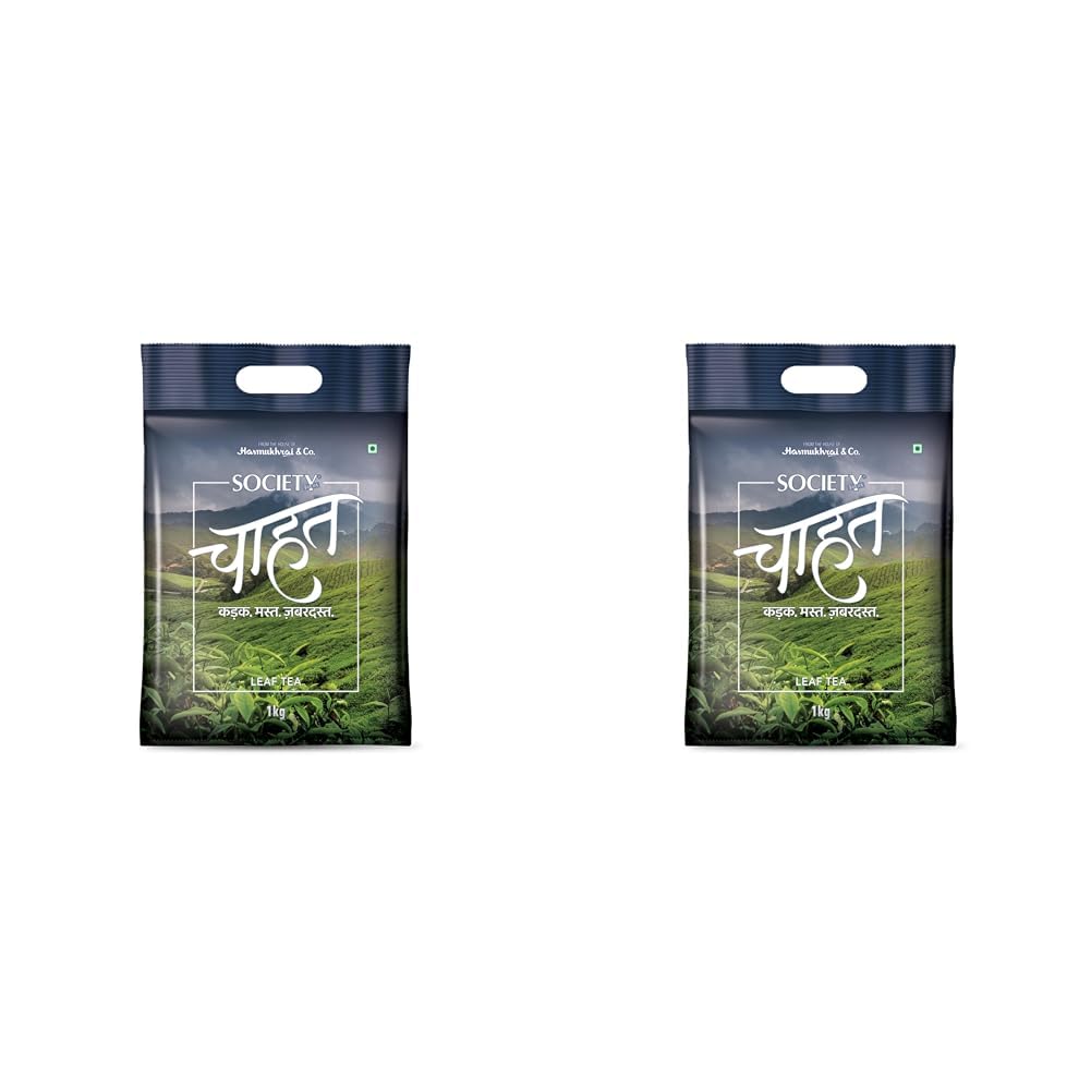 Society Chahat Leaf Tea - Pack Of 2 X 1 Kg Pack, 35.2 Ounce Each | Rich In Taste & Refreshing Aroma - Strong Blend Kadak Chai | Low Caffeine Chai Patti