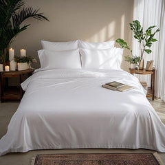 Double Bedsheets For King Size With Pillowcases - 108 X 108 Inches, White | Soft Breathable Bamboo Fabric - Bedroom Decor Comfortable Bedsheets