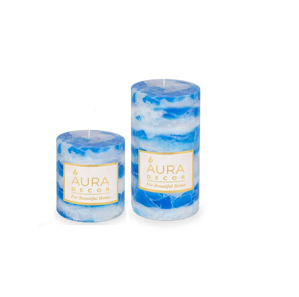 SEA BREEZE CHUNK HIGHLY FRAGRANCE PILLAR CANDLE SET OF 2 | 3INCH*6INCH EACH