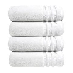 Ayus Luxury Hotel Collection (Finesse) 100% Cotton Bath Towel 2000 Gsm | Highly Absorbent, Bathroom Towels, Super Soft, Bath Towel (Plush White) - 4 Piece