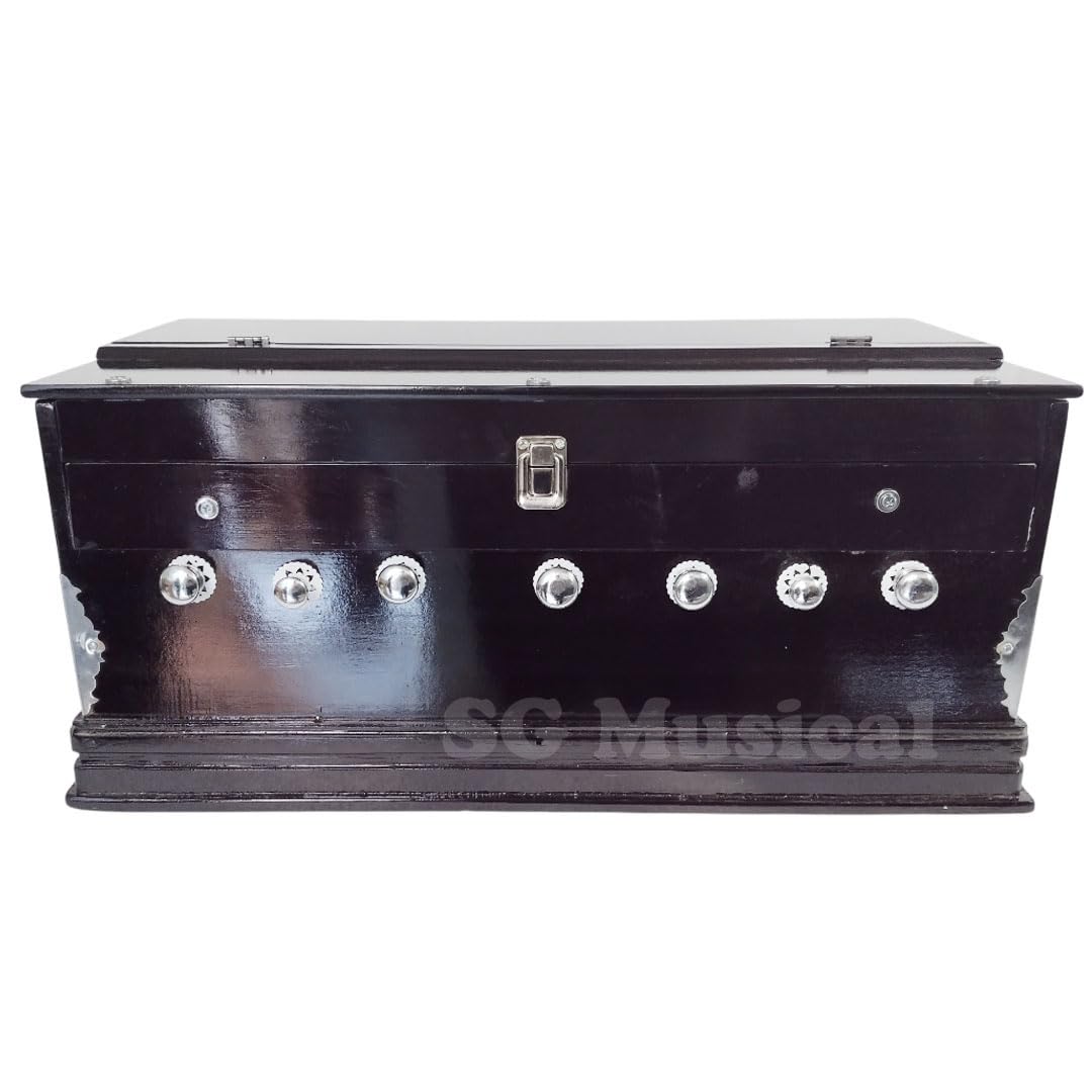 Musical Instrument Harmonium - 7 Stoppers, 3.25 Octave, 39 Smooth Conditioned Keys, Double Bellow, Two Reeds (Base- Male) | Compact & Portable Design