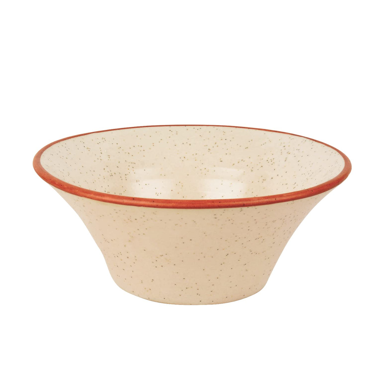 Conical Matte Ceramic Serving Bowl - White & Brown, Diameter - 17 Cm, 500ml | Snack Bowl, Vegetable Serving Bowl - Fiesta Of Hope Collection