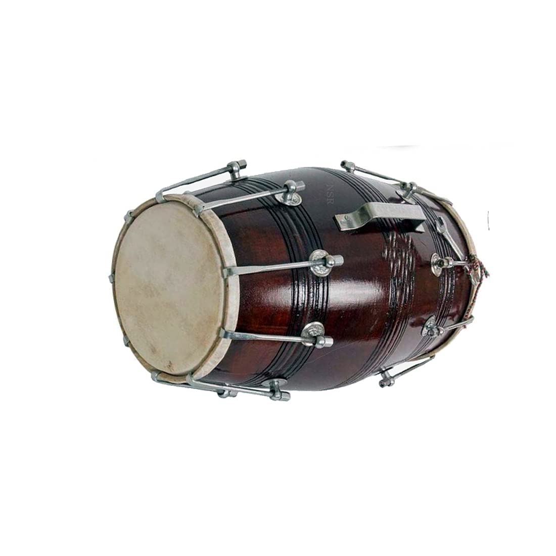 Professional Handmade Wooden Dholak With Bag - Nickel Plated Bolts & Nuts Used Goat Skin | Dholak For Festivals, Wedding, Satsang - Very Easy To Tune