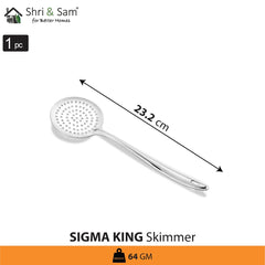 Silver Stainless Steel Sigma King Small Skimmer, 23.2 Cm | Stainless Steel Poni - Easy To Clean & Dishwasher Safe