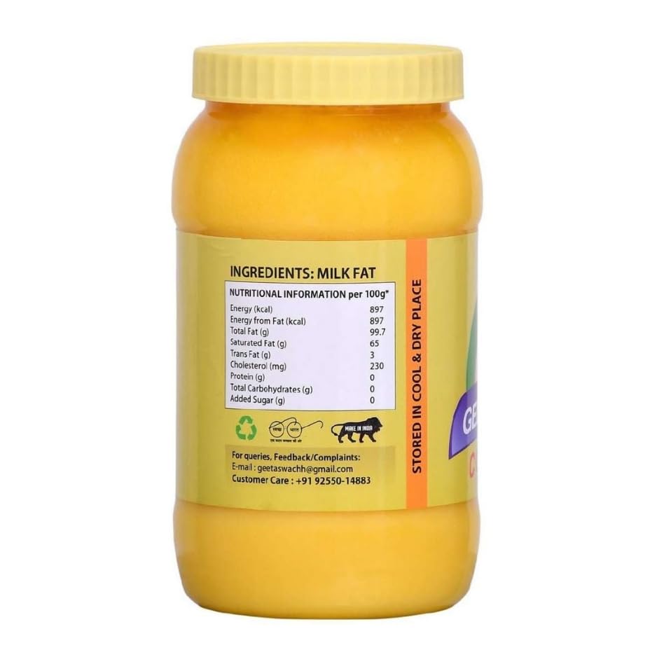 Organic Cow Desi Ghee By Geeta Swachh | Natural & Healthy Curd-Churned Desi Cow Ghee Good For Body Health | (2 Litre) 67.6 Ounce | Jar Pack