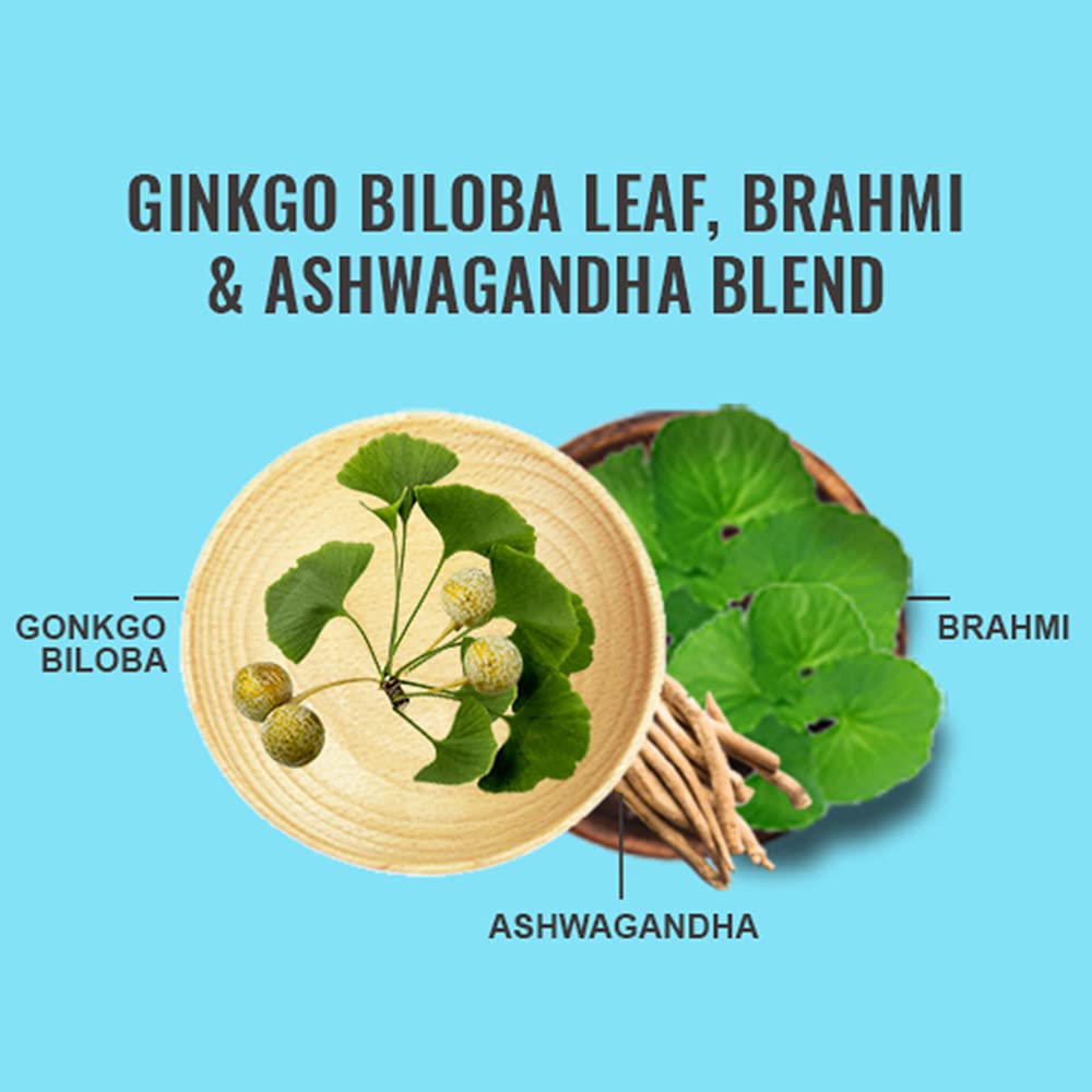 Goyng Ginkgo Biloba With Ashwagandha & Brahmi For Memory, Focus & Brain Booster | 60 Tablets 100gm 0.2lbs
