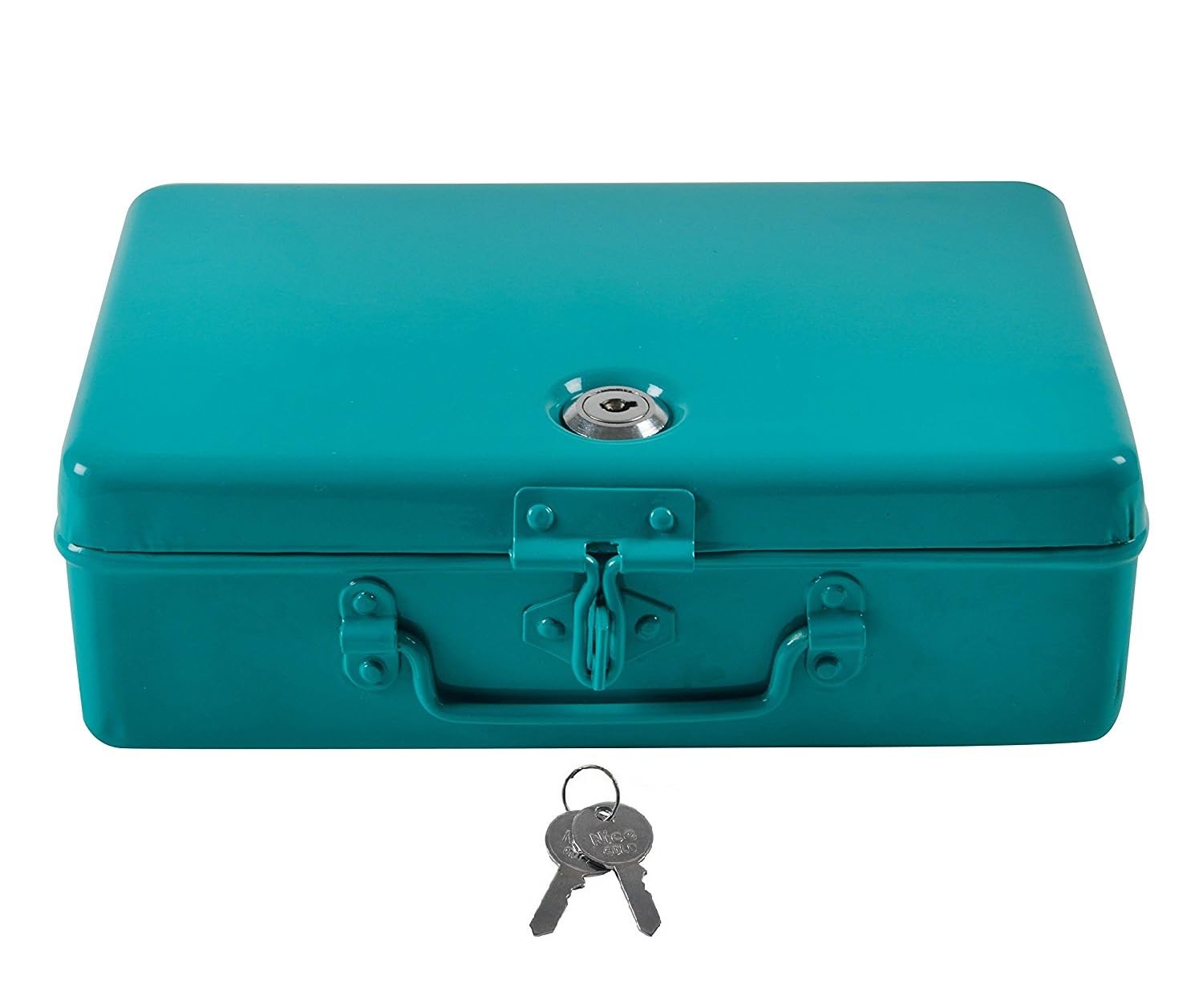 Aluminium Cash Box With Lock, For Jewellery Storage & Organizing - Ideal For Wardrobe, Desktop Locker Safe Peti Metal Container 10" (10" L X 6.5" W X 3" H), Colour - Green
