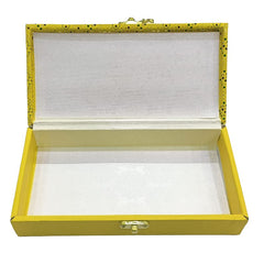 Designer Wodden Fancy Shagun Gift Boxes For Wedding, Shagun Cash Box Or Money Box With Mgi Printing For Wedding, Engagement, Holi, Diwali, Baby Showers, Colour - Yellow, Pack Of 2