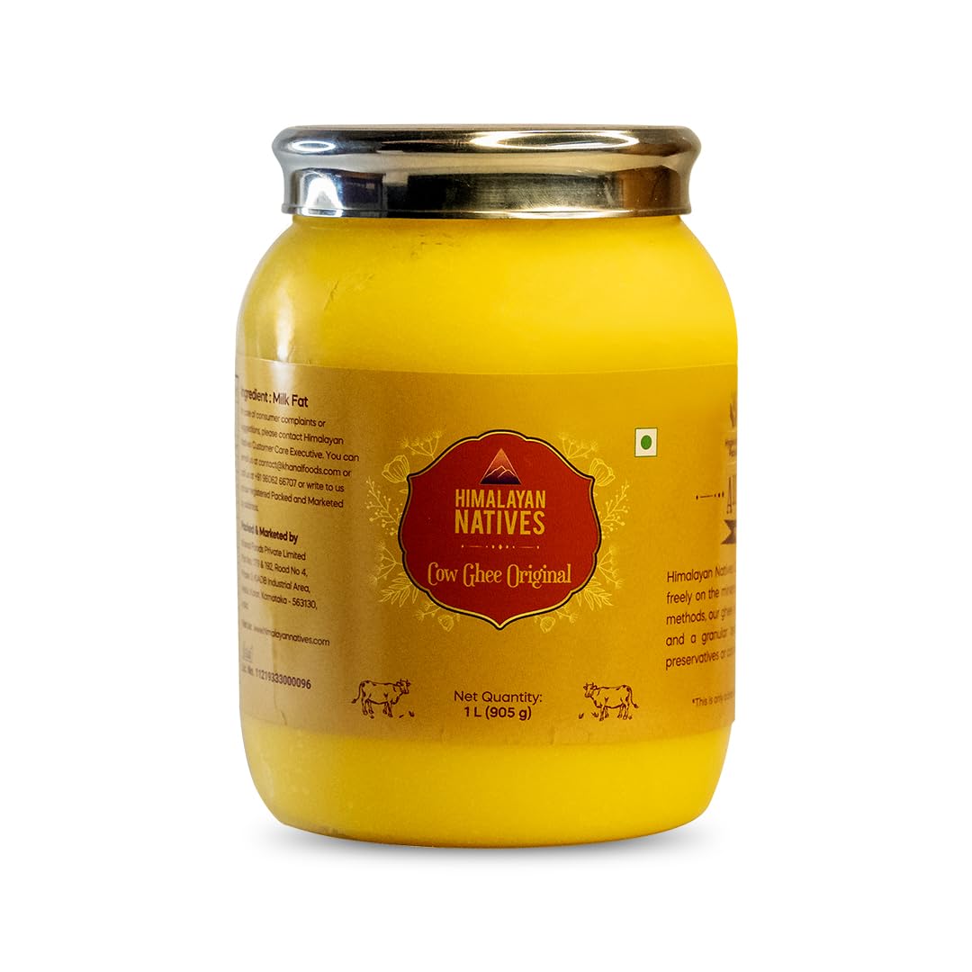 Organic Cow Ghee Original By Himalayan Natives | Highly Nutritious Helps Keep Your Heart Healthy Desi Cow Ghee | (1 Litr) 33.8 Ounce | Jar Pack