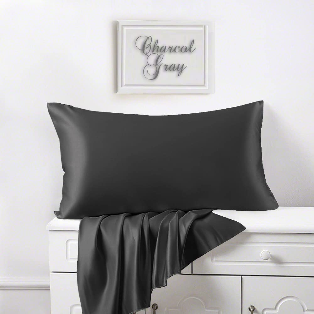 Plain Elastic Fitted King Size Bedsheet With 2 Pillow Cover - 108 X 108 Inches, Charcoal Grey | 400 Thread Count Silky Soft | Naturally Soft, Breathable, & Skin-Friendly