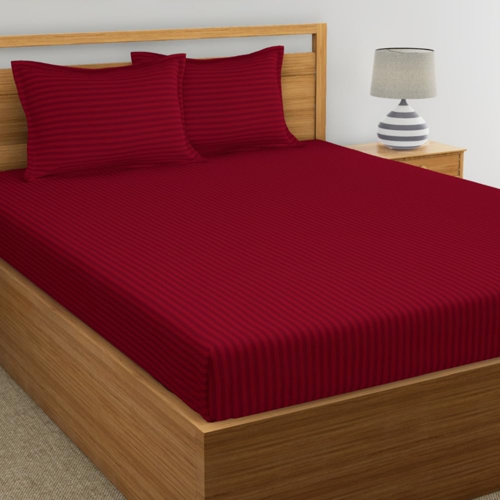 1 Double Bedsheet With 2 Matching Pillow Cover - 90 X 90 Inches, Maroon | Comfort Fabric Bedsheet Home, Hotel & Guest House