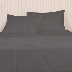 Flat Bedsheet For Super King Size Bedding With 2 Pillow Cover For Bedroom - 108 X 120 Inches, Light Grey | Ideal For Hotel, House, Guest House