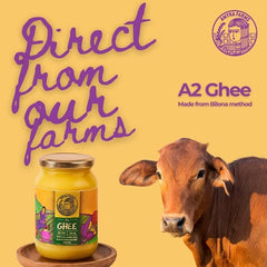 Organic A2 Cow Desi Ghee By Amyra Farms | Nutrient Rich Natural & Healthy Handcrafted Bilona Ghee Good For Taste | (200ml) 6.7 Ounce | Jar Pack
