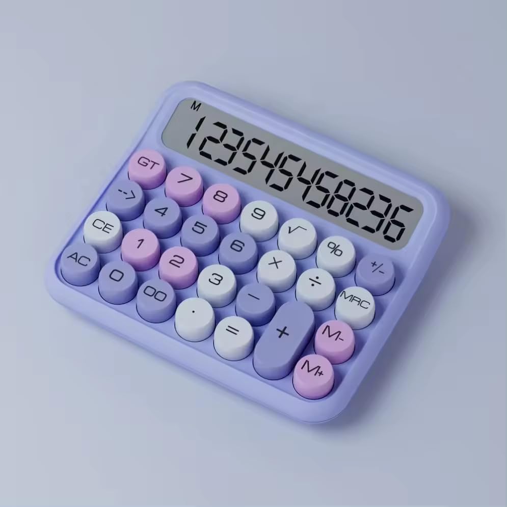 Nilzone Mechanical Switch Calculator Cute 12 Digit Large LCD Display And Buttons, Calculator With Large LCD Display Great For Everyday Life And Basic Office Work (Colourful Calculator)
