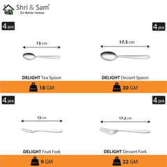 Stainless Steel Delight Solid Dinner Set Of 42 Pieces, Silver | Easy To Clean & Dishwasher Safe