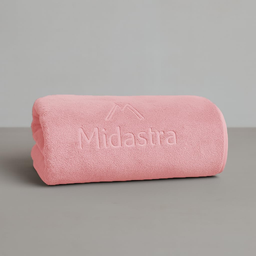 Midastra Microfiber Bath Towel 500 Gsm | Extra Soft, Lint-Free, Quick-Dry & Highly Absorbent Towel (Peach)