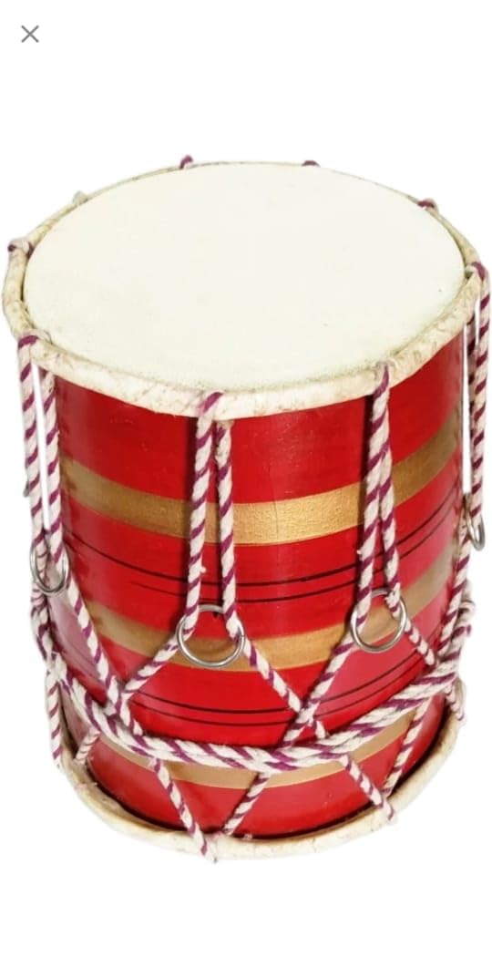 Musical Instruments Dholak Baby Mini Dholak For Kids - Multicolor | Perfectly Symmetric Round Dholak - Dholak For Festival, Wedding, Satsang | Very Easy To Tune, Baby Dhol