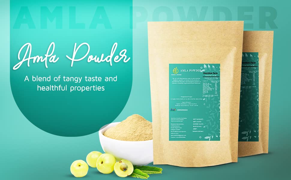 A D Food & Herbs Organic Amla Powder Indian Gooseberry Powder, Embica Officinalis, With Vitamin C And Antioxidants | 750gm 1.6lbs
