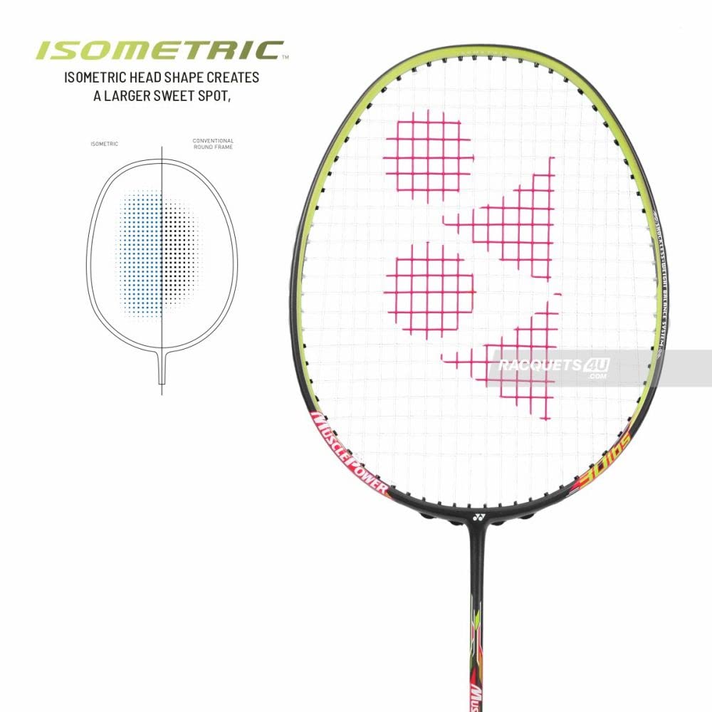 Yonex MUSCLE POWER 55 LIGHT, Badminton Racquet, Colour - Green, Grip Size - G4, Material - Titanium Mesh