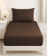 Cotton Single Bedsheet With One Pillow Cover - 90 X 60 Inches, Brown | Soft & Breathable Premium Printed Design Bedsheet