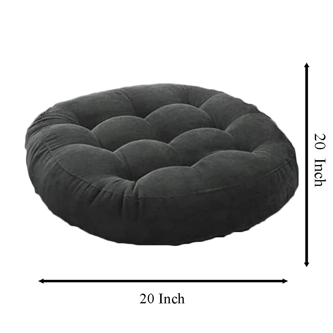 Round Velvet Floor Cushions Pillow For Living Room, Outdoor, Grey - 50 X 50 Cm | For Floor Cushions, Tatami Cushion, Patio Cushion, Balcony Cushion, Floor Seating, Soft Pillow - Pack Of 2