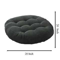 Round Velvet Floor Cushions Pillow For Living Room, Outdoor, Grey - 50 X 50 Cm | For Floor Cushions, Tatami Cushion, Patio Cushion, Balcony Cushion, Floor Seating, Soft Pillow - Pack Of 2