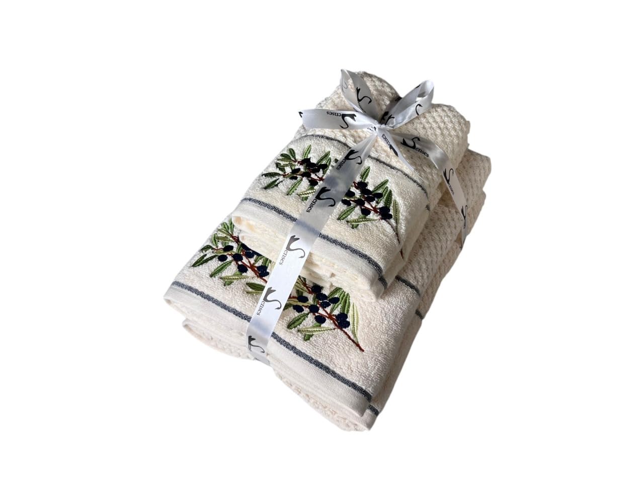 Senses By Riba All Cotton 550 Gsm Embroidered Bath Towel Set - Pack Of 4 (Style 17)