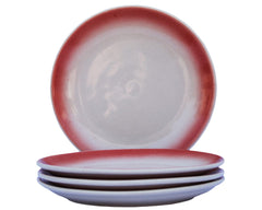 Ceramic Handcrafted Serving Handmade Small Plates Set Of 4 - 7.4 Inch, Red & Off White | Hand Painted, Stoneware - Dinnerware | Scratch Resistant, Microwave & Dishwasher Safe