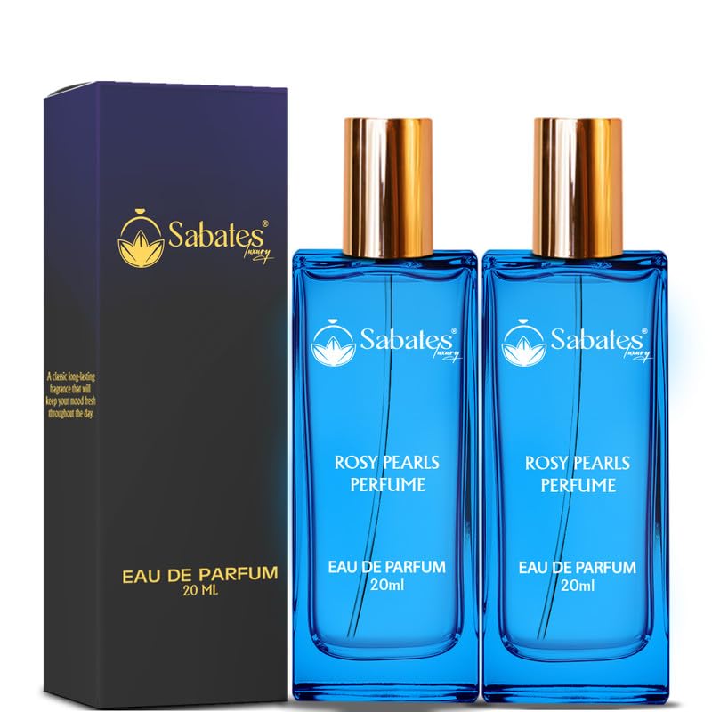 Sabates Rosy Pearls Women Eau De Parfum Each 20ml 0.6 Fl.oz. Combo Of 2 | Suitable For Both Daytime And Nighttime