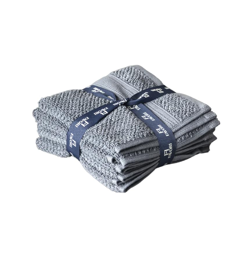 Favori Soft 100% Cotton Face Towel 450 Gsm | Terry Thick Quick Dry & Skin-Friendly Wash Cloth For Men & Women (Turbulent Grey) - Set Of 4
