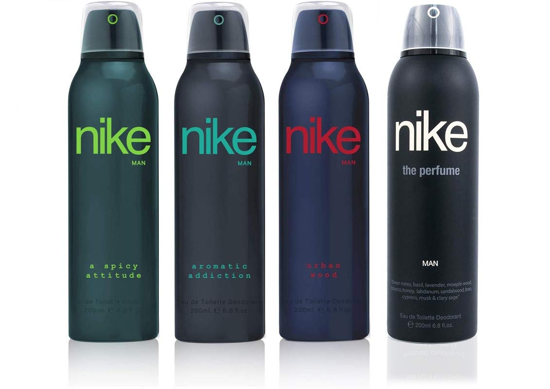 Nike A Spicy Attitude, Aromatic Addiction, Urban Wood & The Perfume EDT Deodorant 800ml 27.0 Fl.oz. Pack Of 4 | Perfect Gift Set For Men