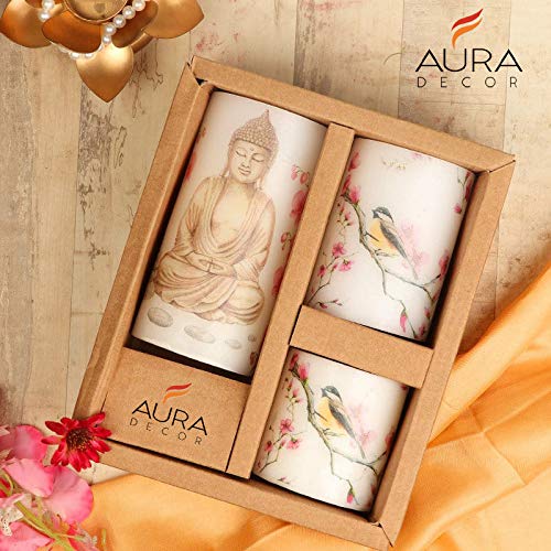 BUDDHA PILLAR CANDLE SET OF 3 | PERFECT CANDLES FOR FESTIVALS & GIFT SET
