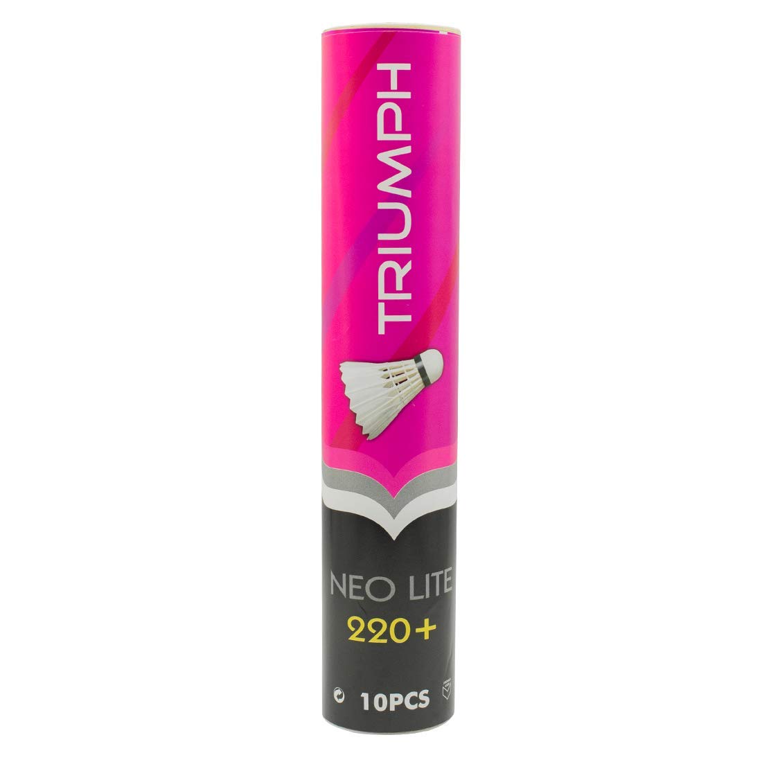 Triumph Neo Lite - 220+ Badminton Feather Shuttlecock | White , Pack Of 10 , High Quality Natural Cork