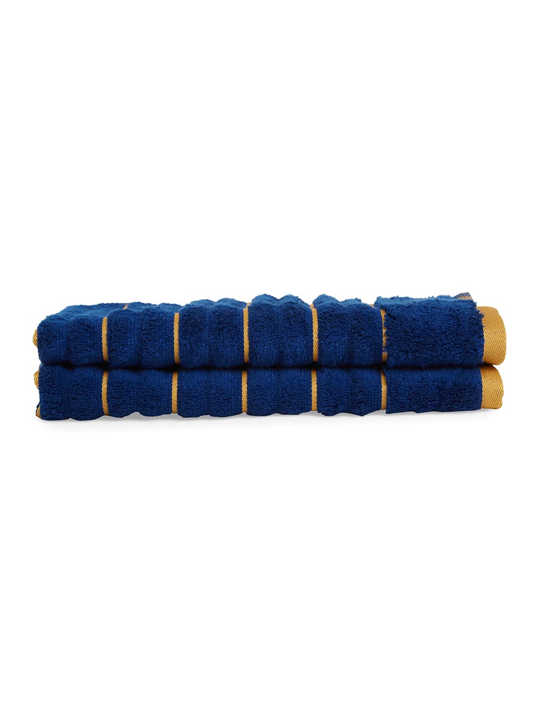 Comfigifts 100% Cotton 2 Bath & 2 Hand Towels 1400 Gsm | Soft, Absorbent, Lightweight Towels With Computerized Embroidery (Estate Blue/Fire)