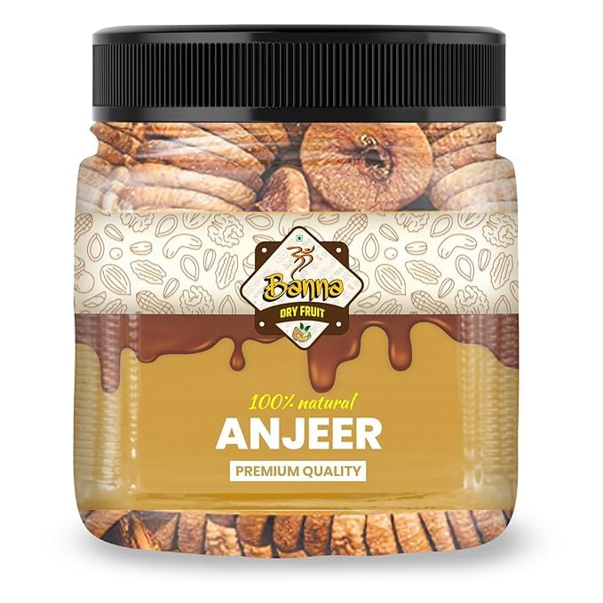 100% Natural Dried Afghani Anjeer By Om Banna 500gm, Jar Pack | Dried Figs Rich Source Of Fibre Calcium & Iron | Low In Calories Fat Free | 17.6 Ounce