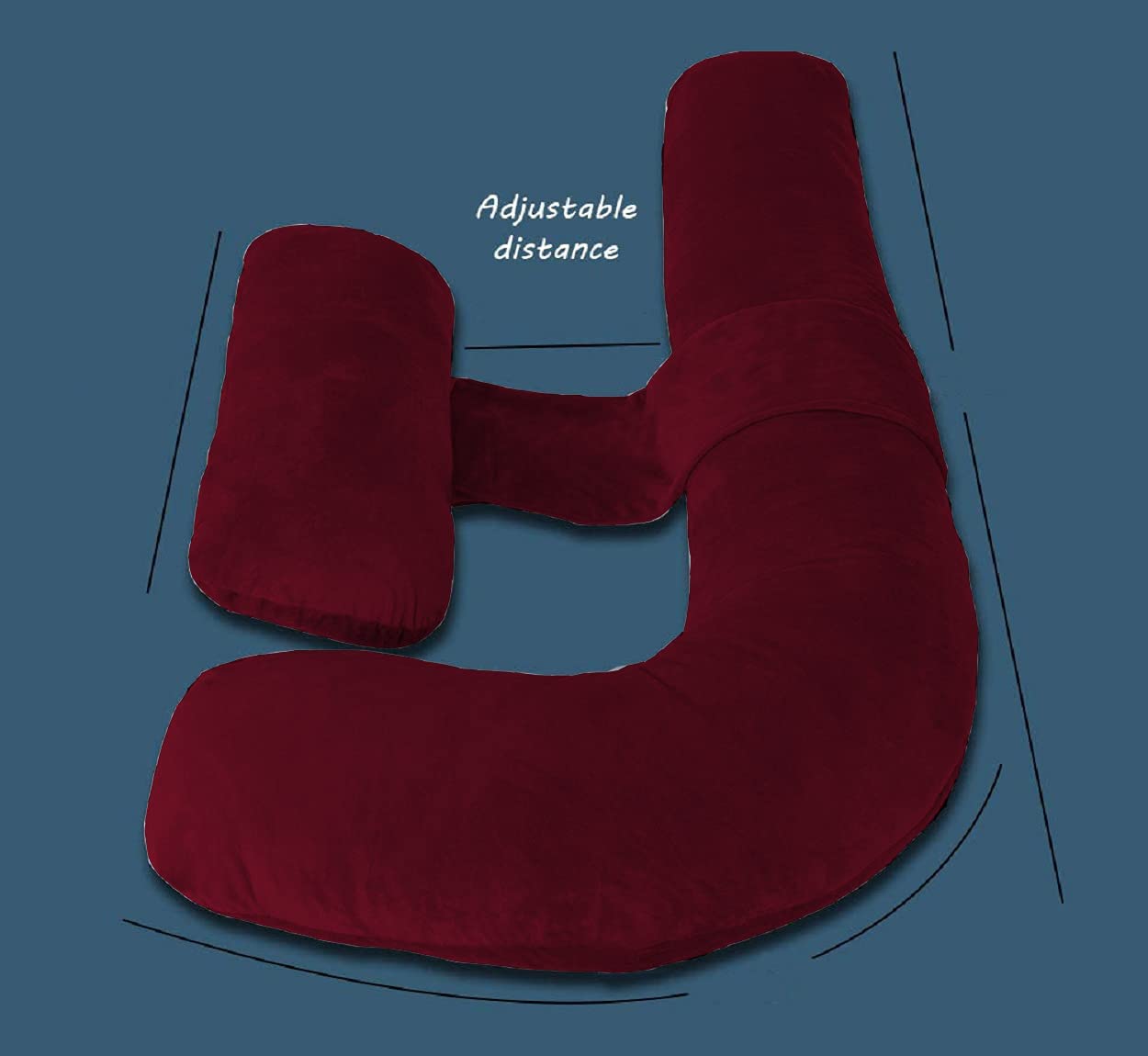 Pregnancy Pillow, Maternity Body Pillow For Sleeping, H Shaped Pillow, Maroon - 55 Inch | Full Body Pillow, Pregnancy Pillow For Pregnant Women, Support Belly & Back, Removable Velvet Cover