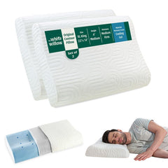 Cervical Pillow, For Neck Pain & Shoulder Pain Relief, XL King Size | Cool Gel Memory Foam Pillow For Sleeping | Orthopedic Pillow For Spondylitis - Neck Support Medical Pillow - Set Of 2
